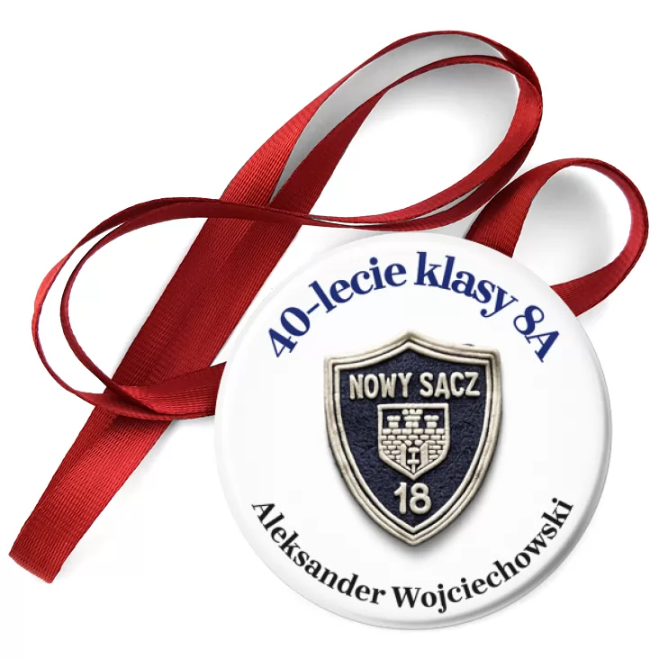 przypinka medal 40-lecie klasy 8A SP18 Nowy Sącz