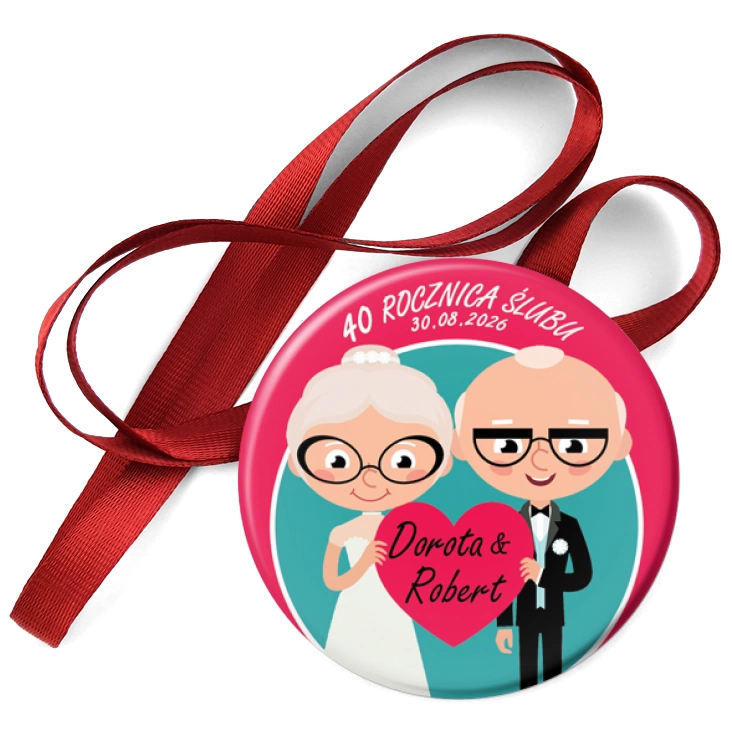 przypinka medal 40 rocznica ślubu Dorota i Michał