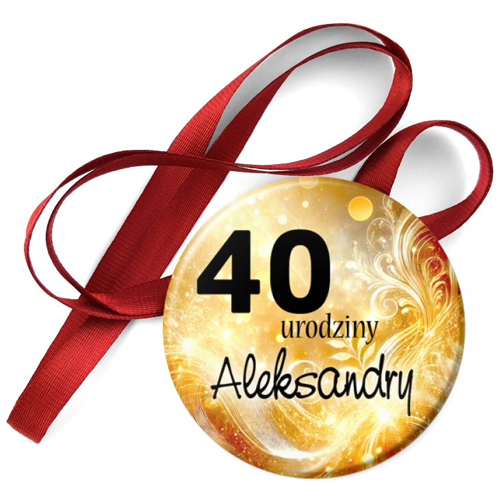 przypinka medal 40 urodziny złote tlo