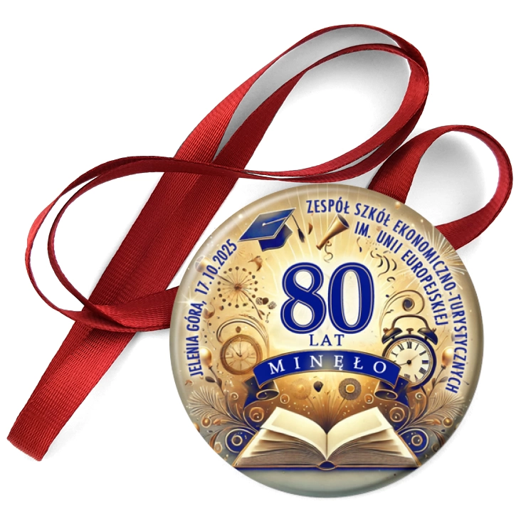 przypinka medal 80 lat ZSE im. Unii Europejskiej w Jeleniej Górze