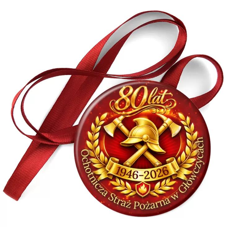 przypinka medal 80-lecie Ochotniczej Straży Pożarnej w Główczycach