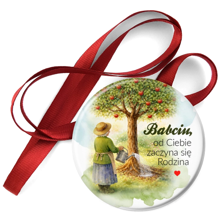 przypinka medal Babcia pielęgnuje drzewo rodzinne