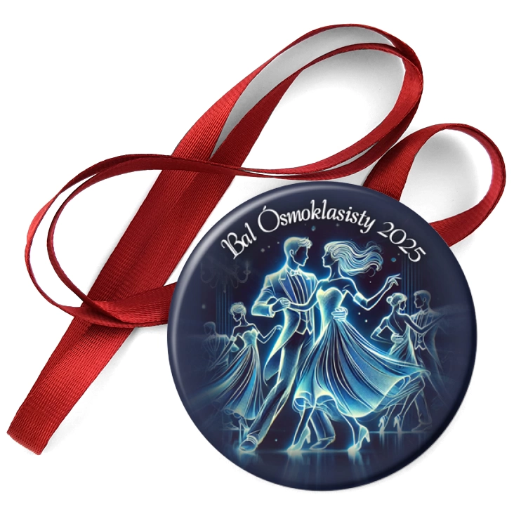 przypinka medal Bal Ósmoklasisty niebieskie kontury tańczących