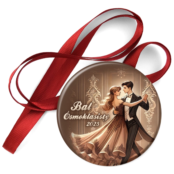 przypinka medal Bal Ósmoklasisty wzorzysta brąz