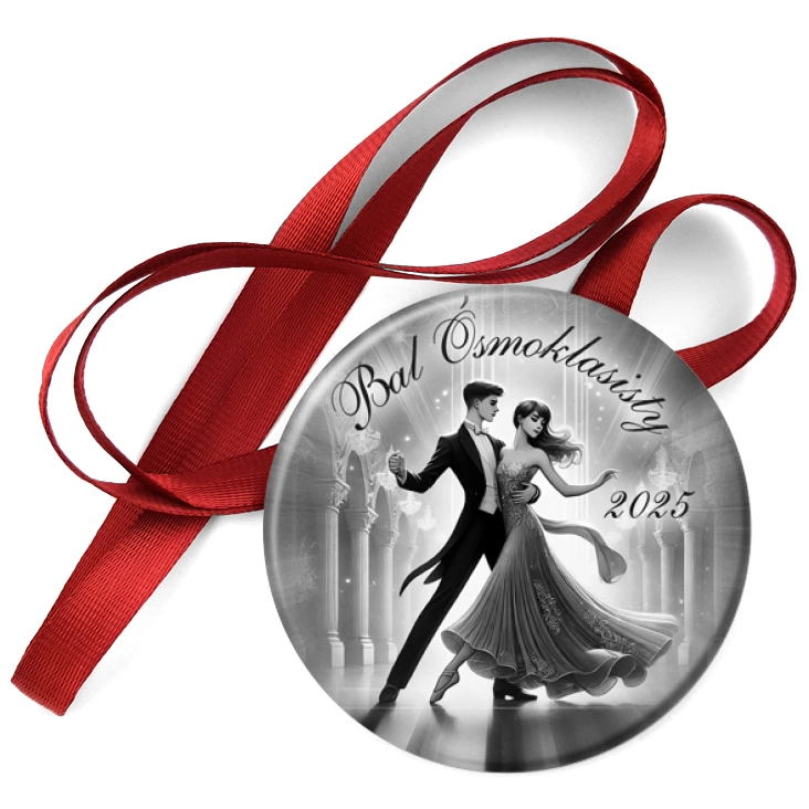 przypinka medal Bal ósmoklasisty z eleganckimi tancerzami