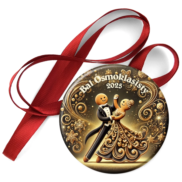 przypinka medal Bal ósmoklasisty z parą pierniczków