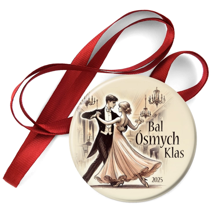 przypinka medal Bal ósmoklasisty z tańczącymi walca