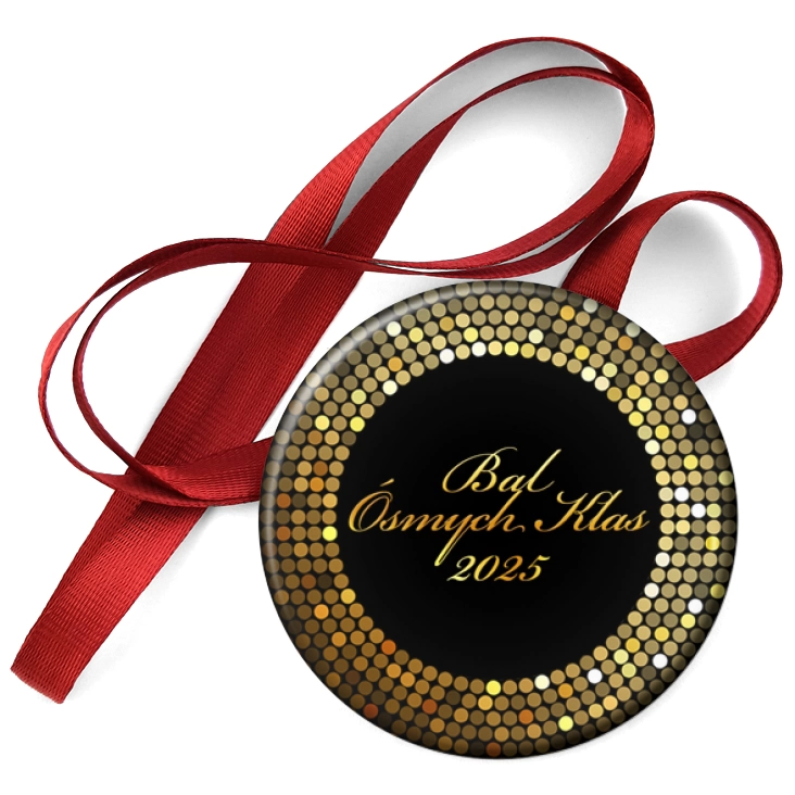 przypinka medal Bal ósmych klas na złotym tle