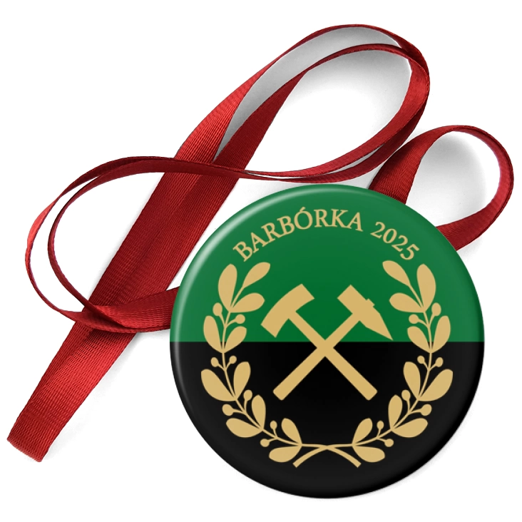 przypinka medal Barbórka zielono-czarna