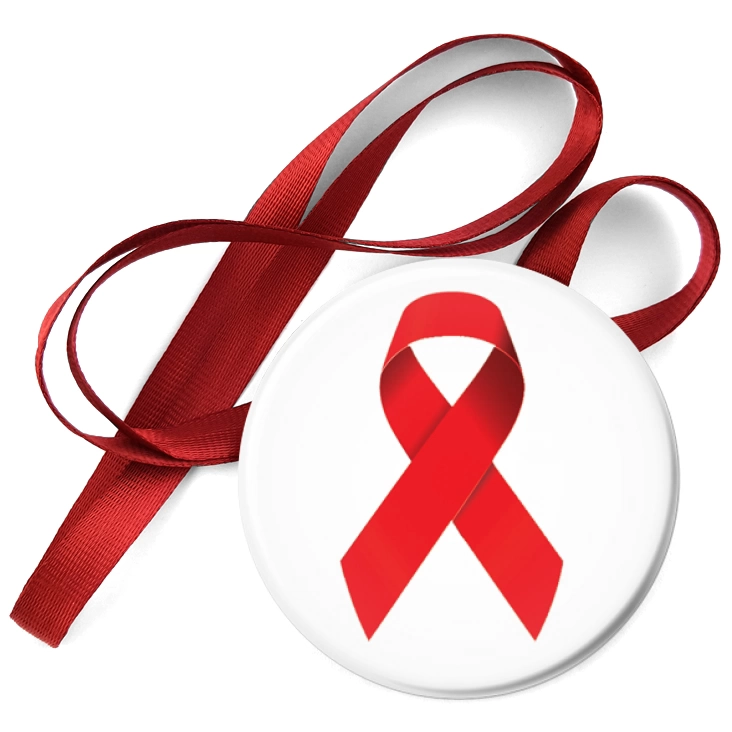 przypinka medal Czerwona wstążka symbol walki z AIDS