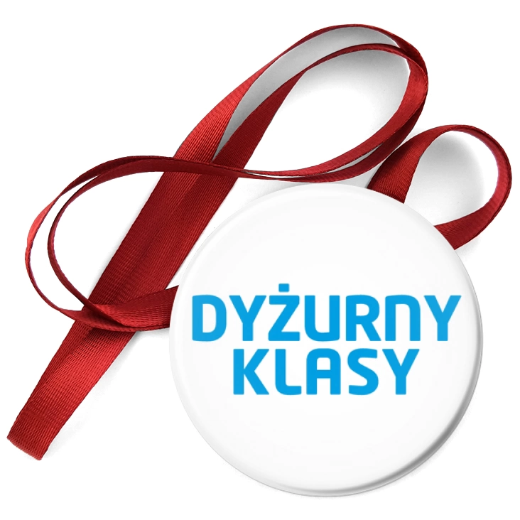 przypinka medal Dyżurny klasy niebieski napis