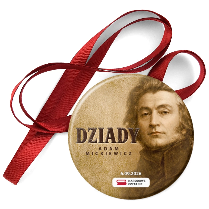 przypinka medal Dziady Adam Mickiewicz sepia