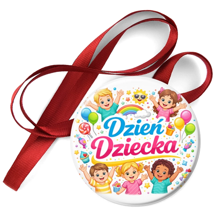 przypinka medal Dzień Dziecka baloniki i tęcza