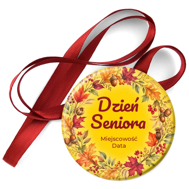 przypinka medal Dzień Seniora jesienny wieniec