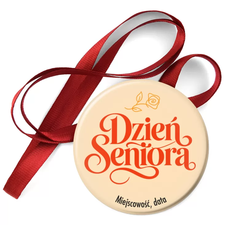 przypinka medal Dzień Seniora ozdobny napis