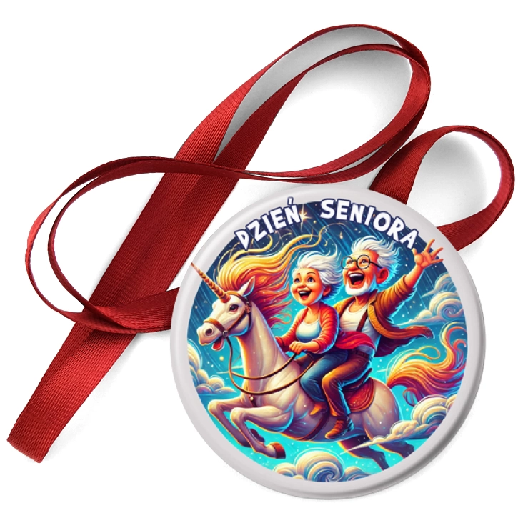 przypinka medal Dzień Seniora z jednorożcem