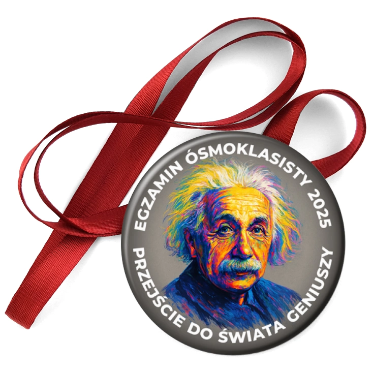 przypinka medal Egzamin Ósmoklasisty Einstein świat geniuszy