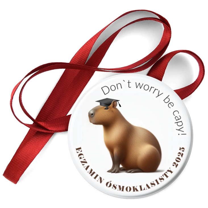 przypinka medal Egzamin Ósmoklasisty Kapibara