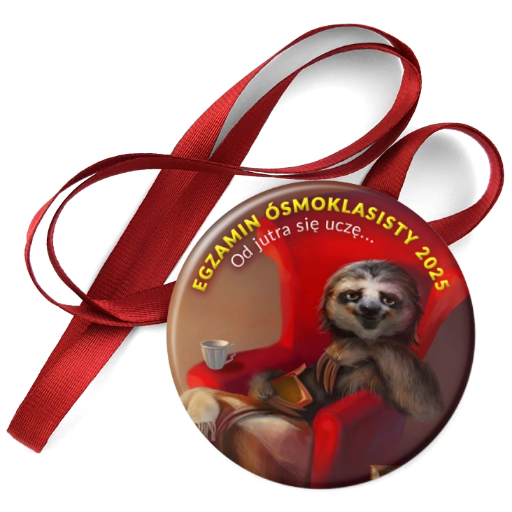 przypinka medal Egzamin Ósmoklasisty leniwiec