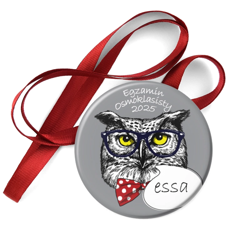 przypinka medal Egzamin Ósmoklasisty sowa essa