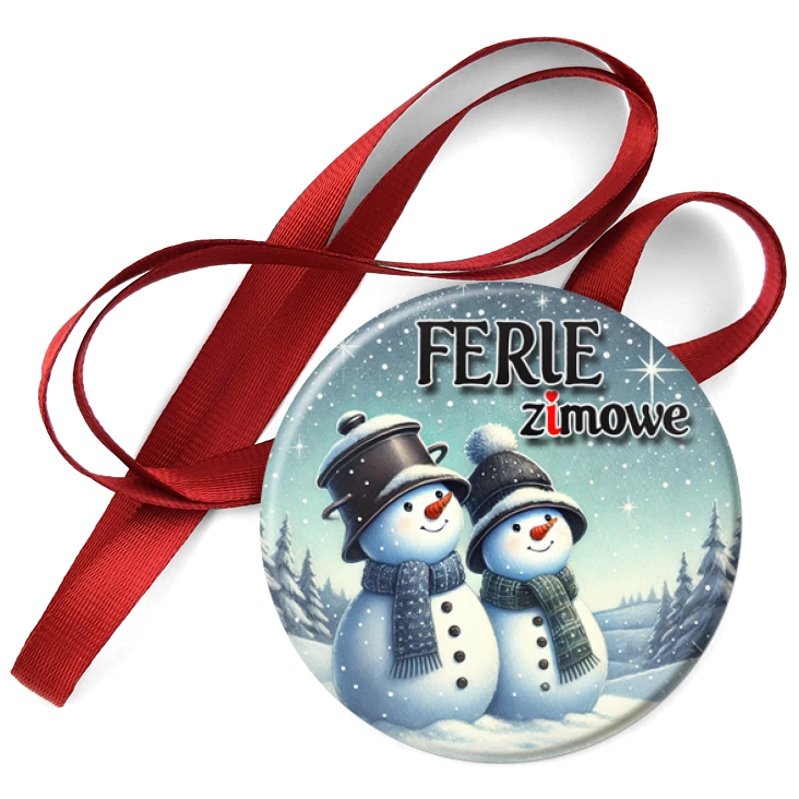 przypinka medal Ferie zimowe dwa bałwanki
