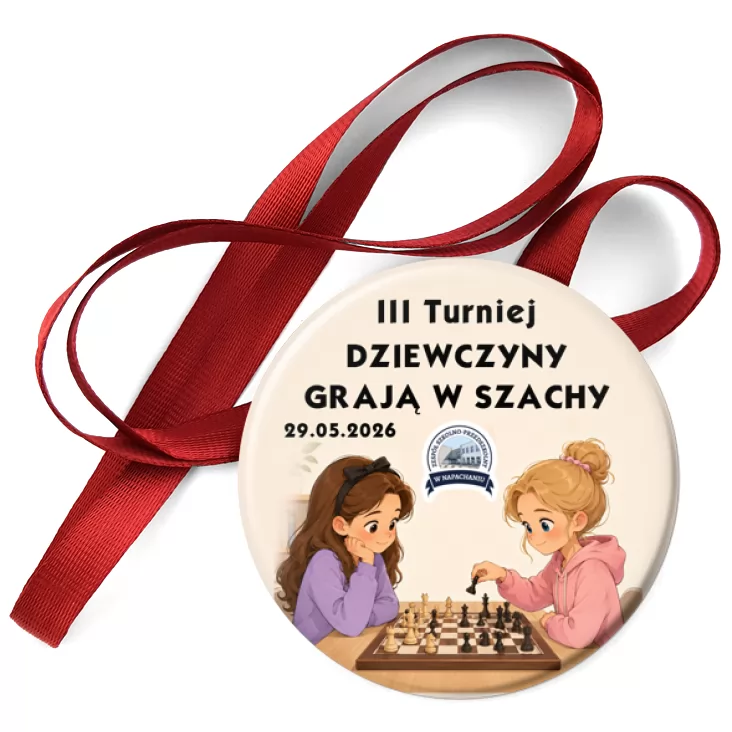 przypinka medal III Turniej Dziewczyny grają w szachy