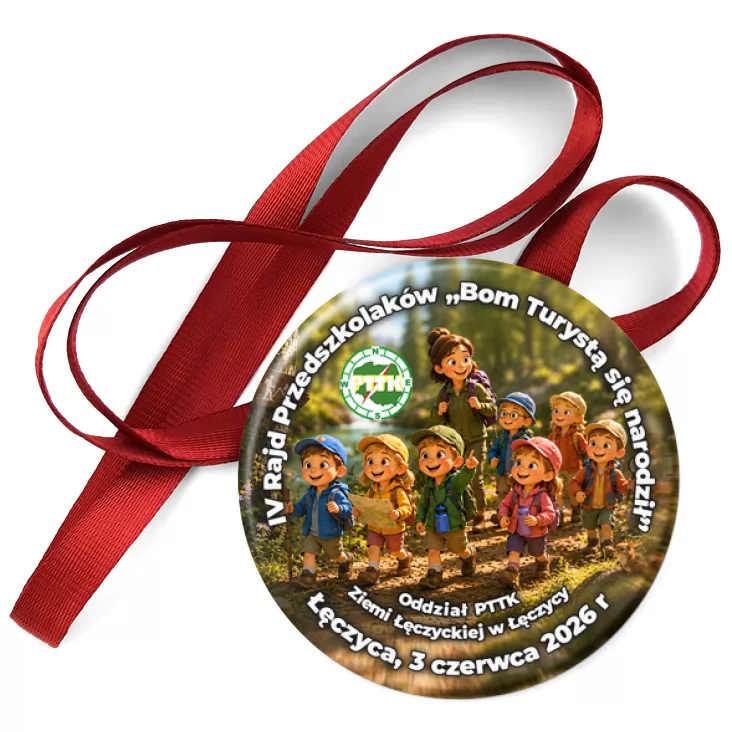 przypinka medal IV Rajd Przedszkolaków Bom Turystą się narodził