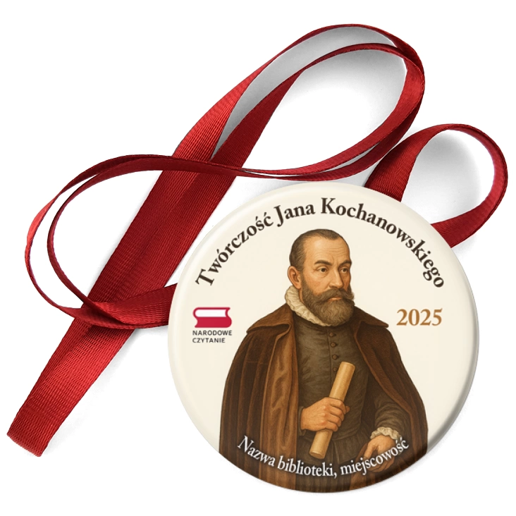 przypinka medal Jan Kochanowski i jego twórczość Narodowe Czytanie 2025