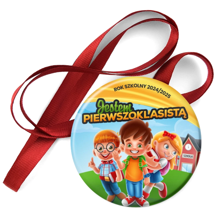 przypinka medal Jestem pierwszoklasistą z trójką dzieci