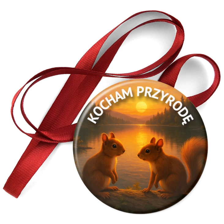 przypinka medal Kocham przyrodę wiewiórka