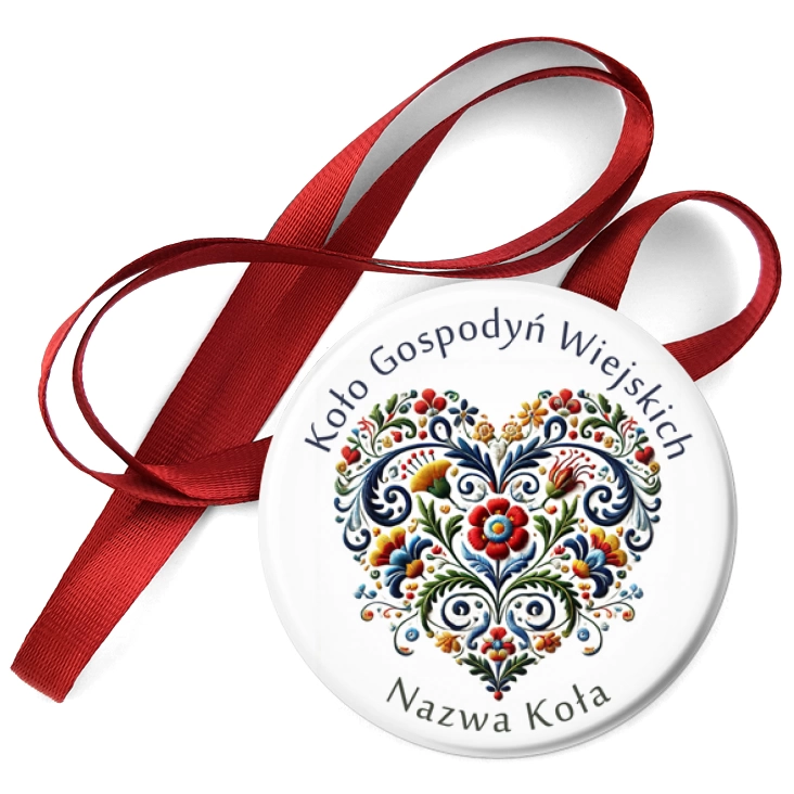 przypinka medal Koło Gospodyń Wiejskich haftowane serce