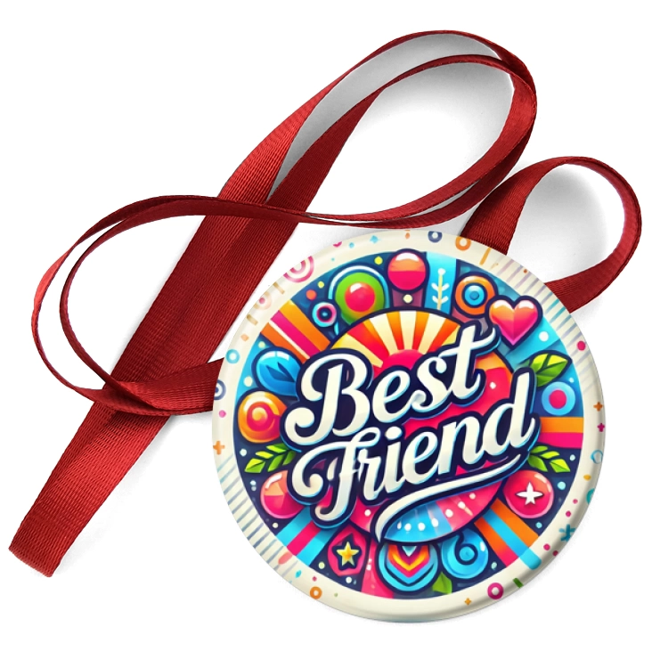 przypinka medal Kolorowy napis Best Friend