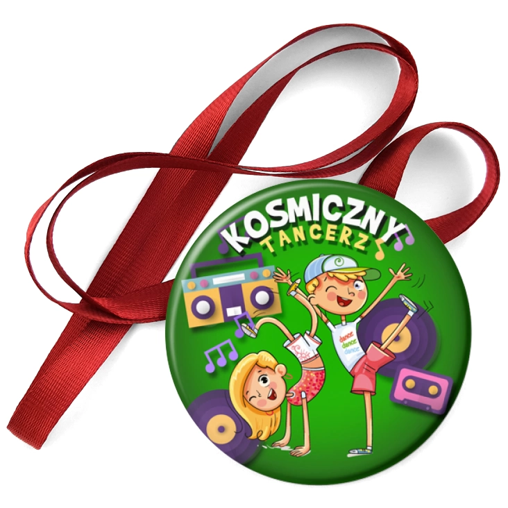 przypinka medal Kosmiczny tancerz na zielonym tle