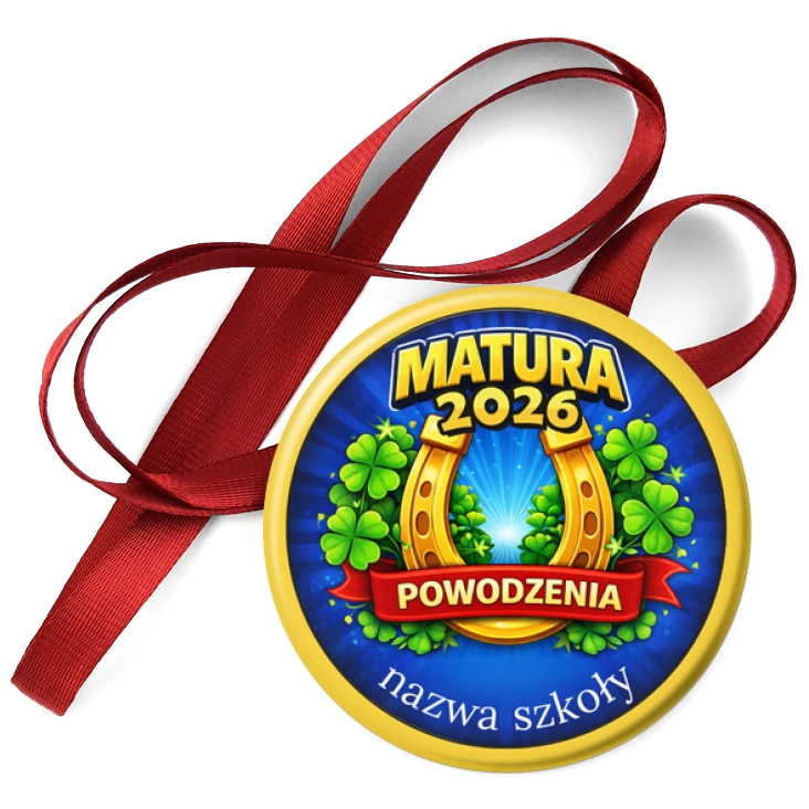przypinka medal Matura podkowa i koniczynki