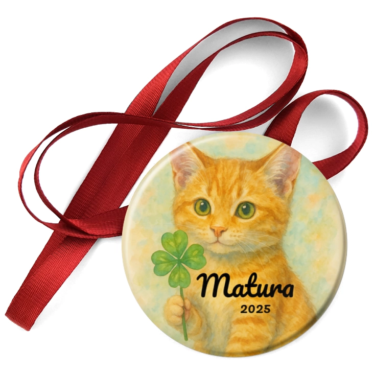 przypinka medal Matura z z rudym kotem