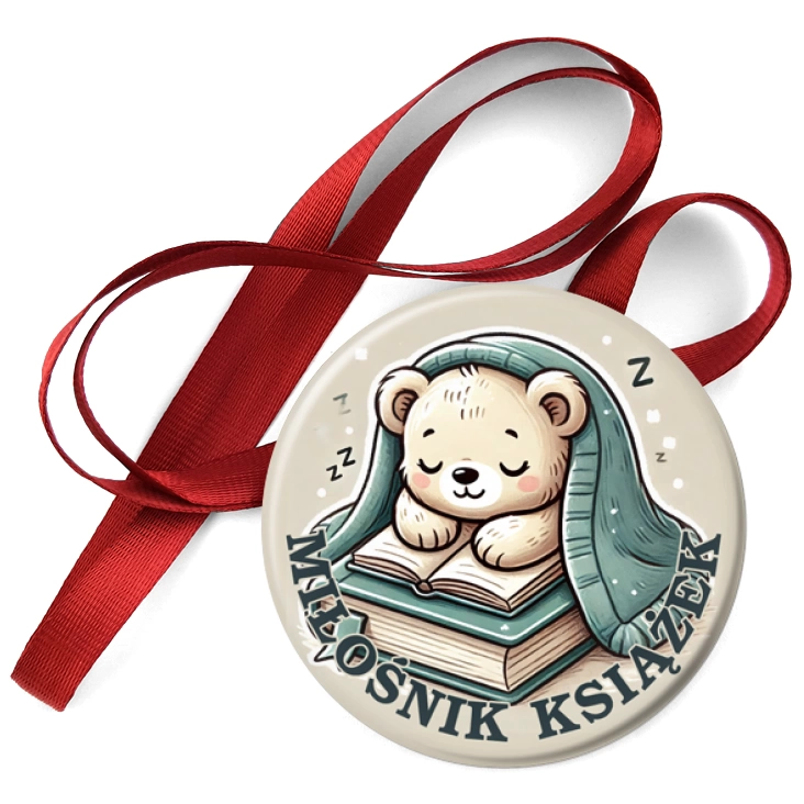 przypinka medal Miś miłośnik książek
