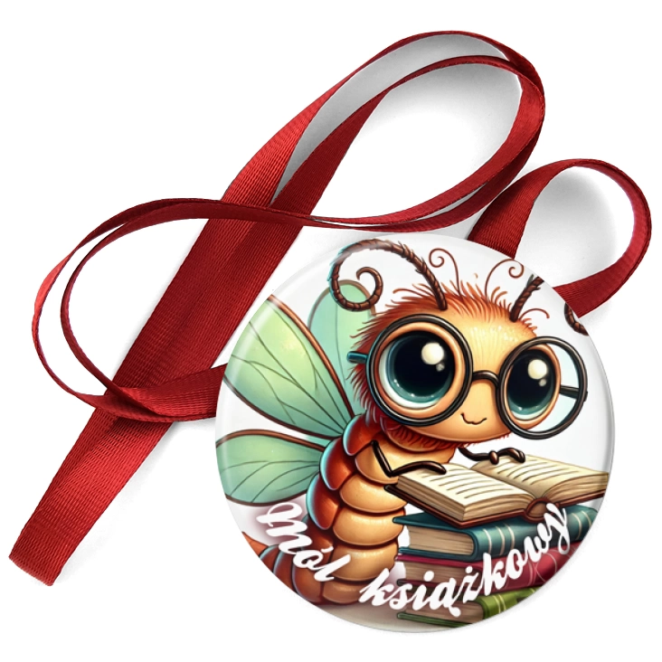 przypinka medal Mól książkowy w okularach
