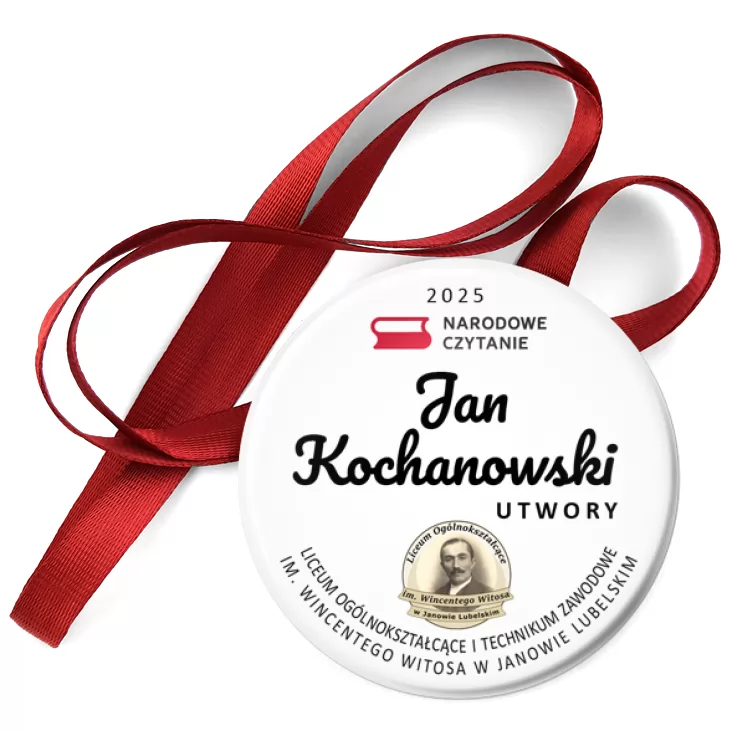 przypinka medal Narodowe Czytanie 2025 LO w Janowie Lubelskim