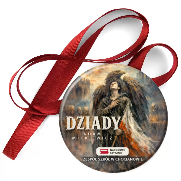przypinka medal Narodowe Czytanie Zespół Szkół w Chocianowie