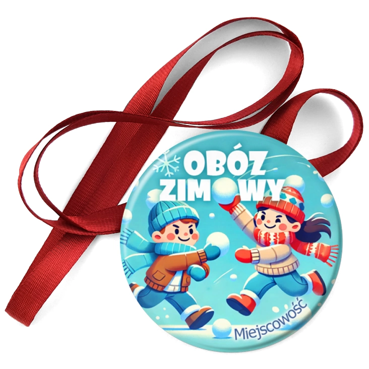 przypinka medal Obóz zimowy zabawa śnieżkami
