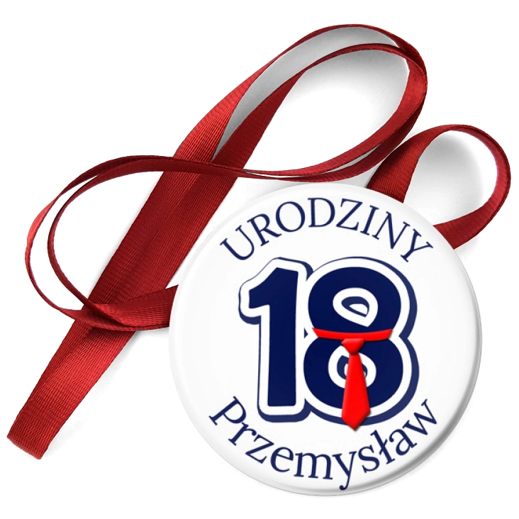 przypinka medal Osiemnaste urodziny pod krawatem