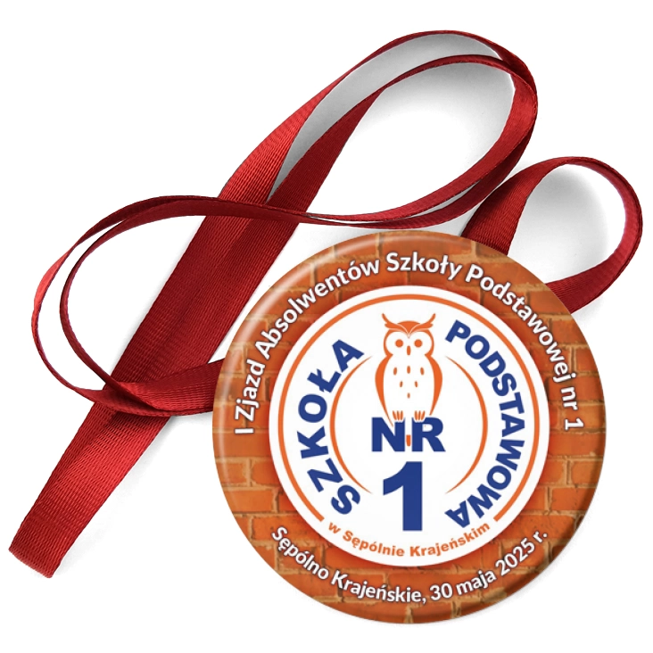 przypinka medal Pierwszy Zjazd Absolwentów SP nr 1 w Sępólnie Krajeńskim