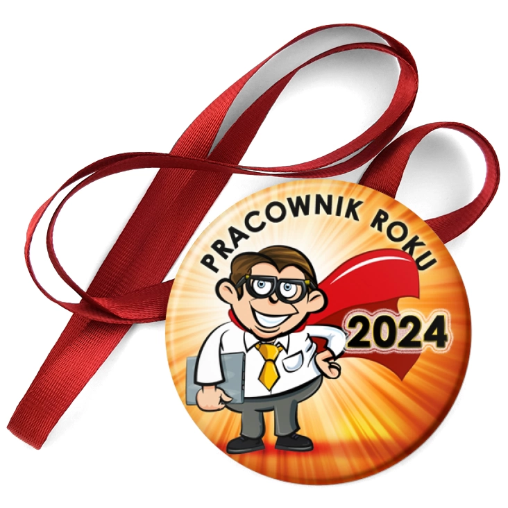 przypinka medal Pracownik Roku superman w okularach