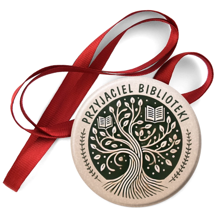 przypinka medal Przyjaciel Biblioteki drzewo wiedzy