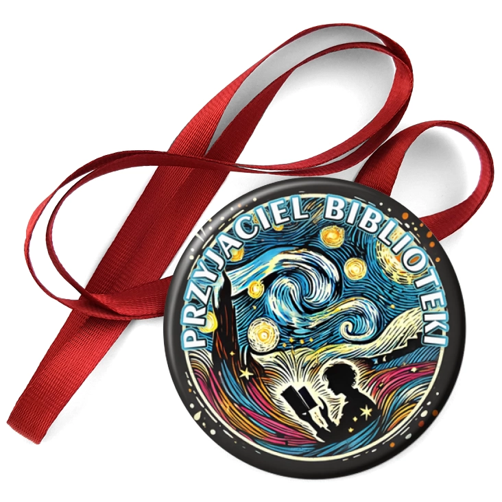przypinka medal Przyjaciel Biblioteki styl van Gogh