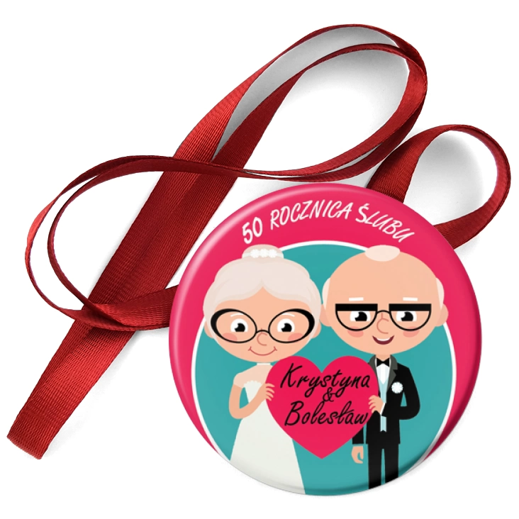 przypinka medal 50 rocznica ślubu Krystyna i Bolesław