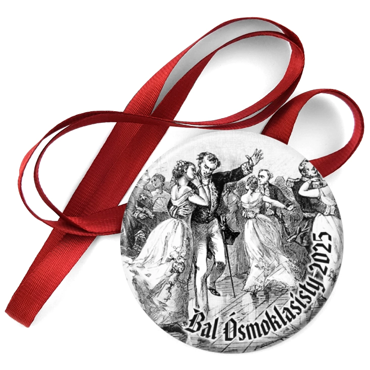 przypinka medal Bal ósmoklasisty biały w stylu romantycznym