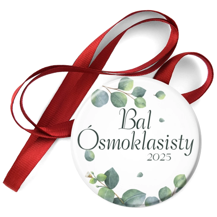 przypinka medal Bal ósmoklasisty button z listkami