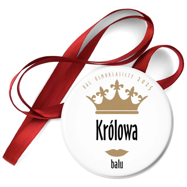 przypinka medal Bal ósmoklasisty Królowa balu z koroną