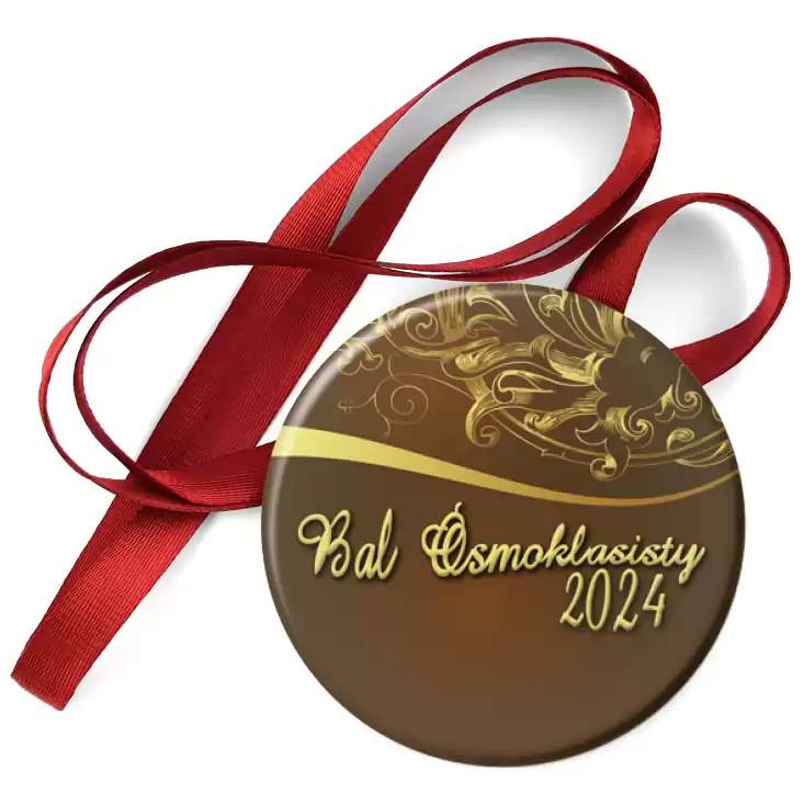 przypinka medal Bal Ósmoklasisty wzorzysta brąz